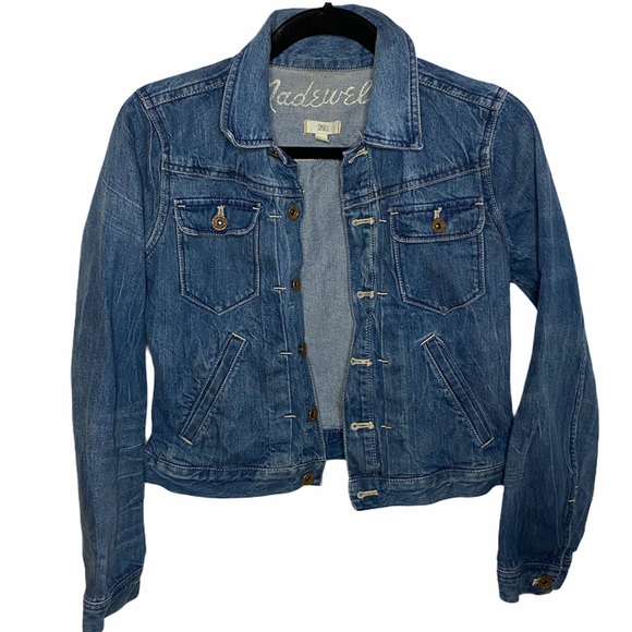 Madewell Denim Blue Distress Wash Jean Jac…